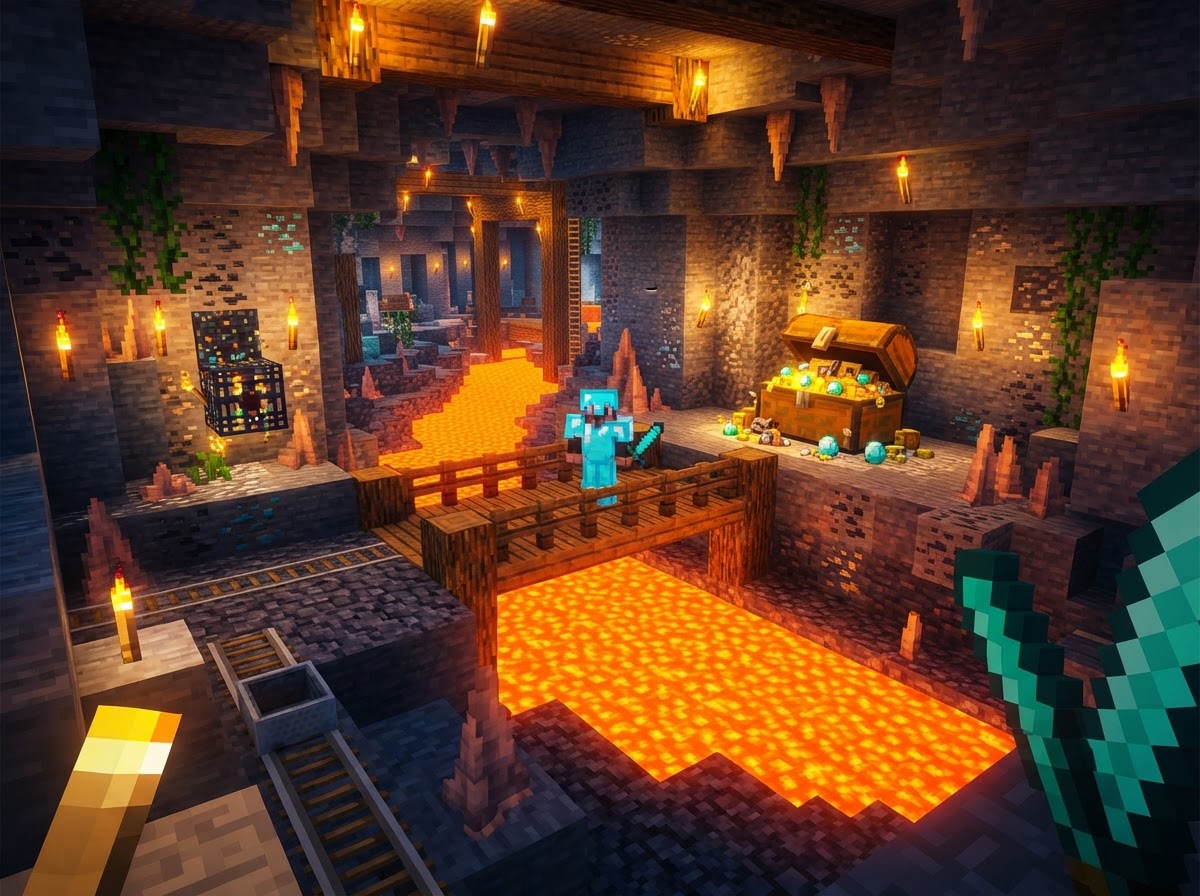 Adventure Map — step 2: Design the cave with traps & lava