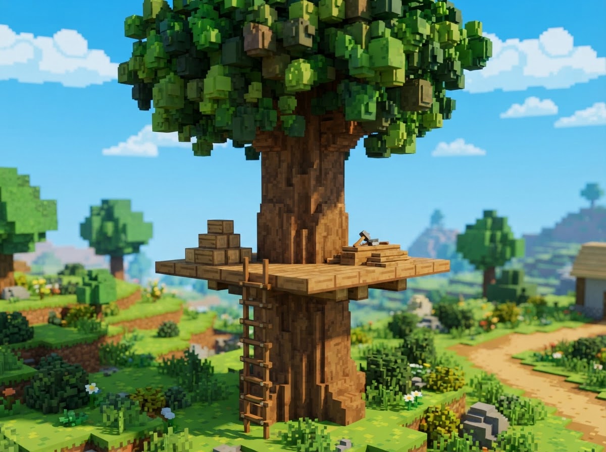 Treehouse — step 2: Raise the walls & roof