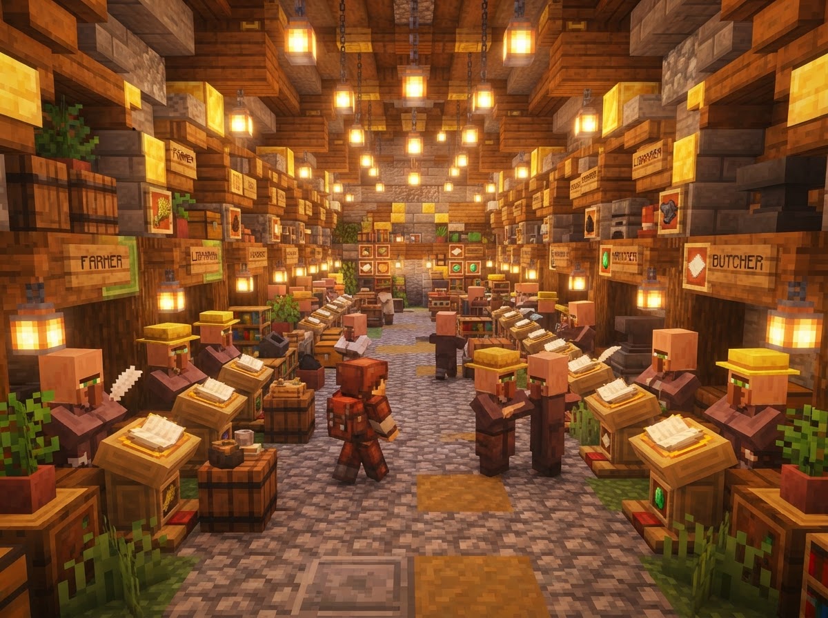 Villager Trading Hall — step 3: Lure in villagers & start trading