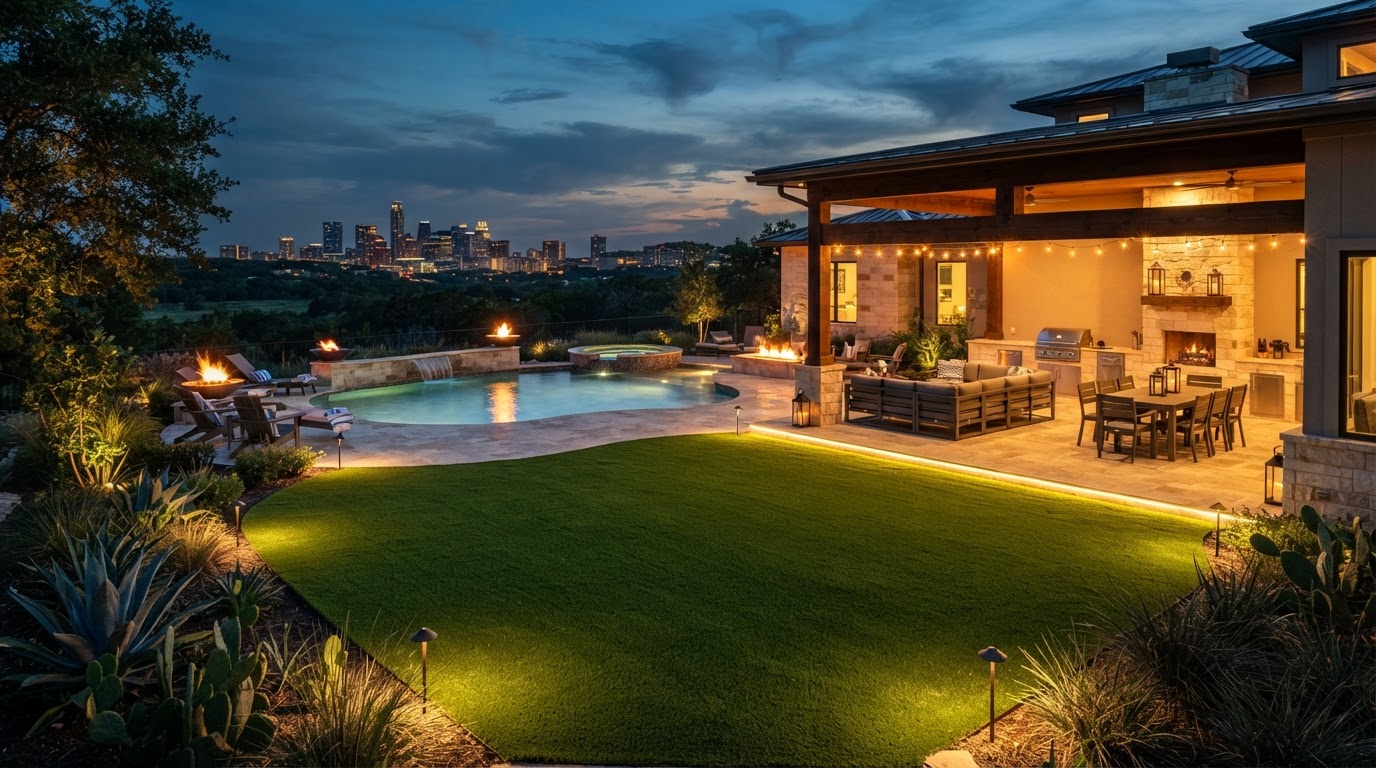 Artificial turf installed in backyards in Austin, Texas