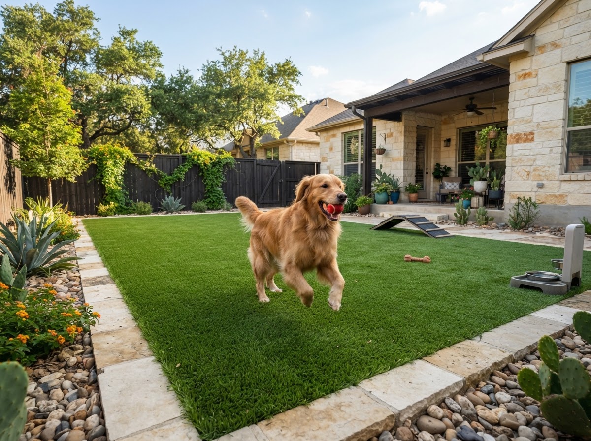 Artificial turf installed in pet areas in Austin, Texas