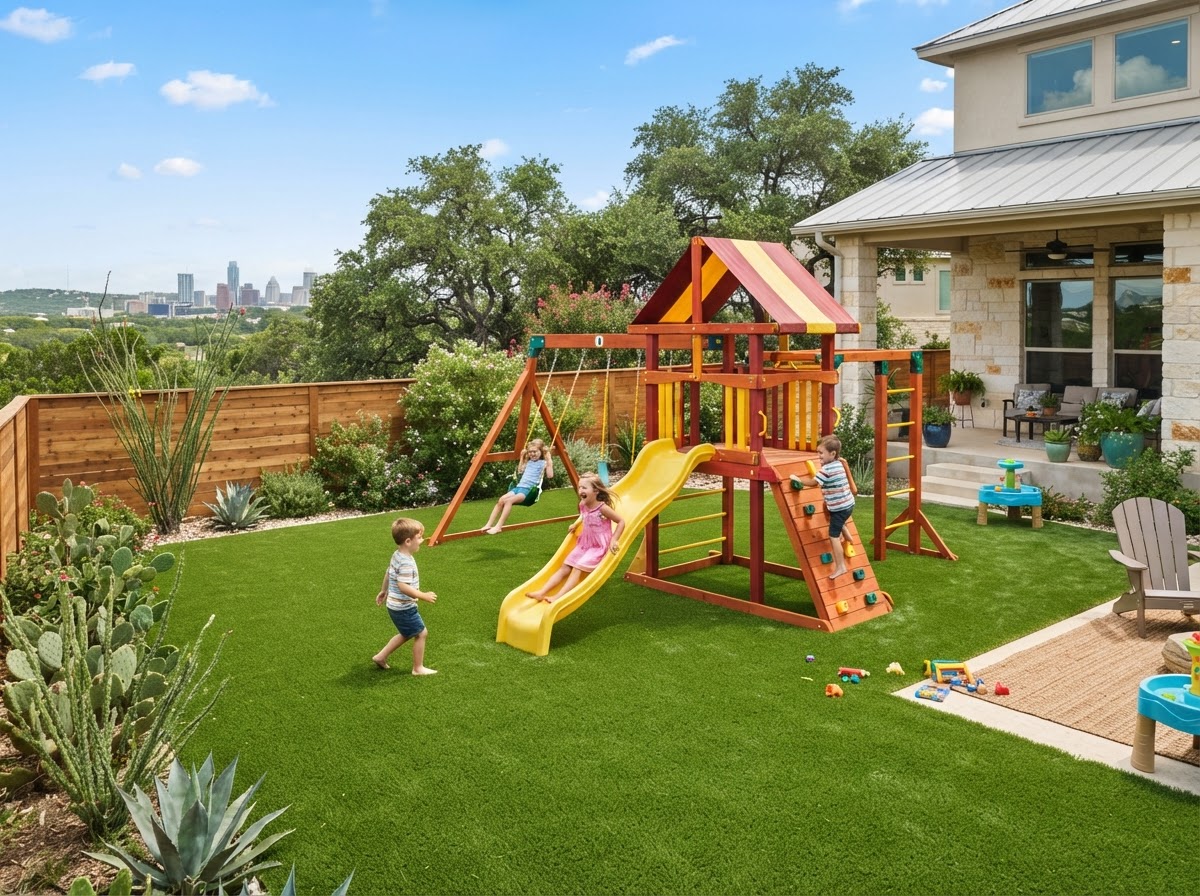 Artificial turf installed in children's play areas in Austin, Texas