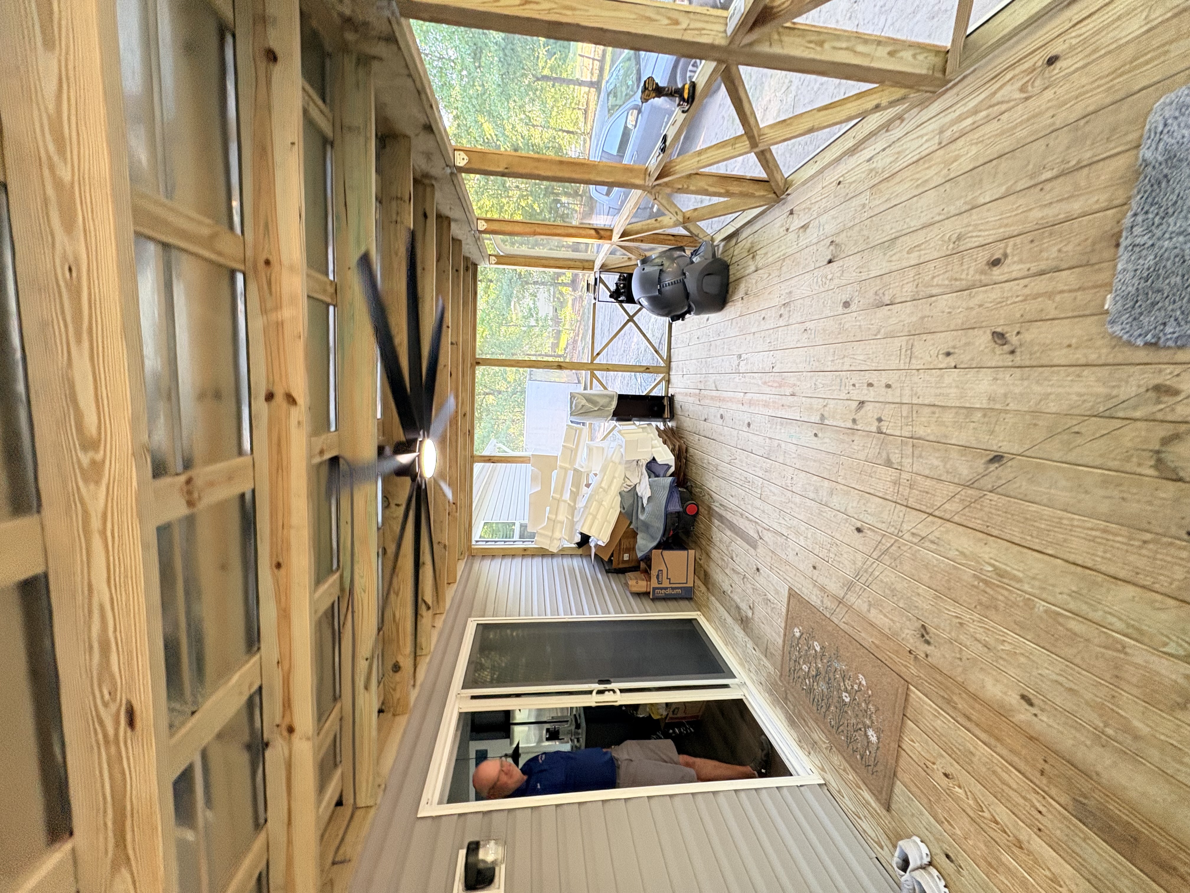 Screened porch electrical with ceiling fan installation by Soundside Electrical in Wilmington NC