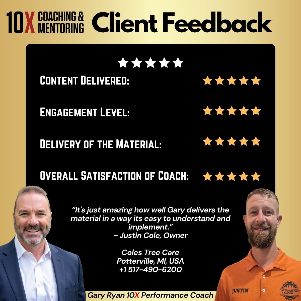 Client Feedback from Justin Cole, Owner Coles Tree Care