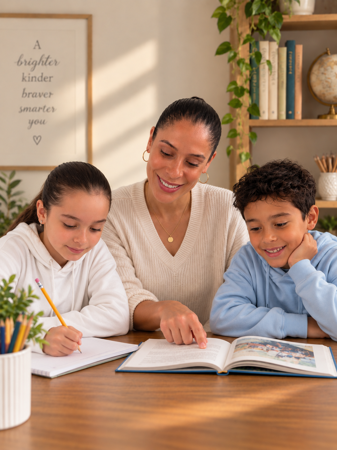 An educator working one-on-one with a student at a desk