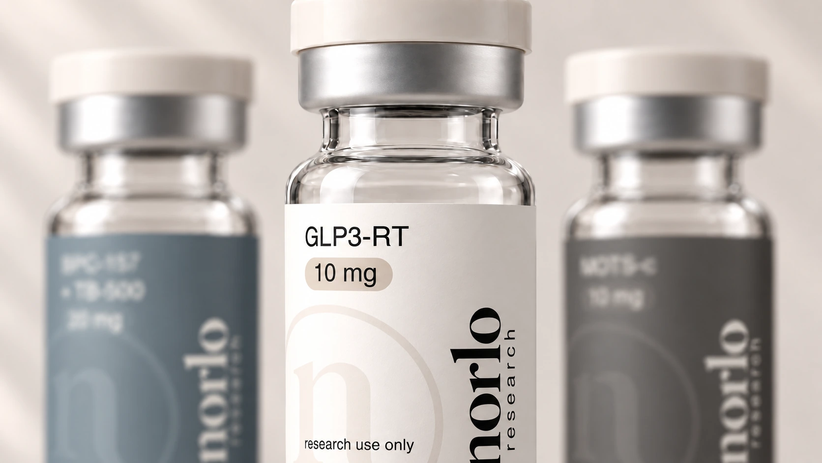 NORLO Research vials presented in close editorial focus