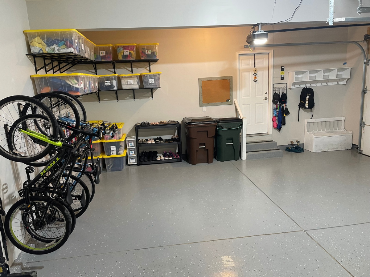 After: Organized Shelving + Bike Storage