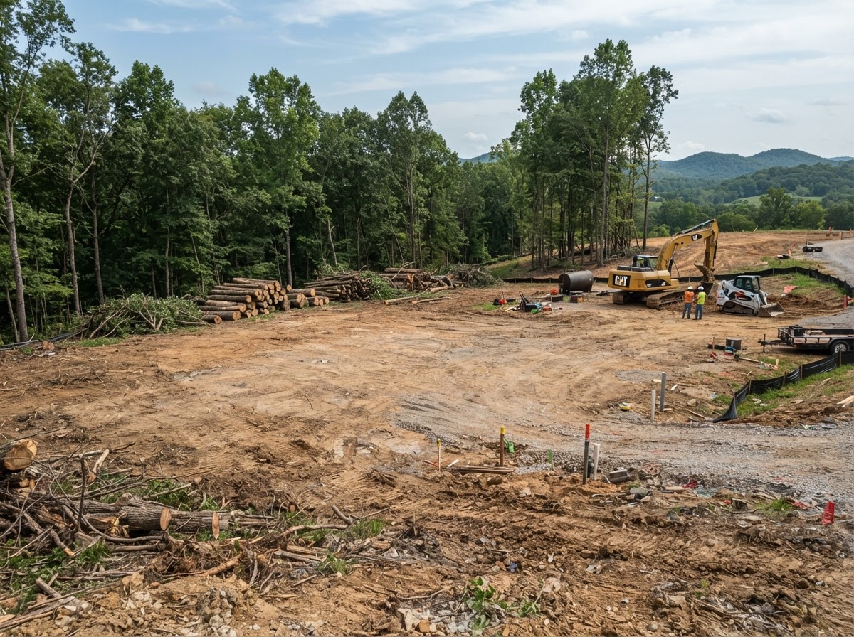 Cleared wooded lot ready for new construction