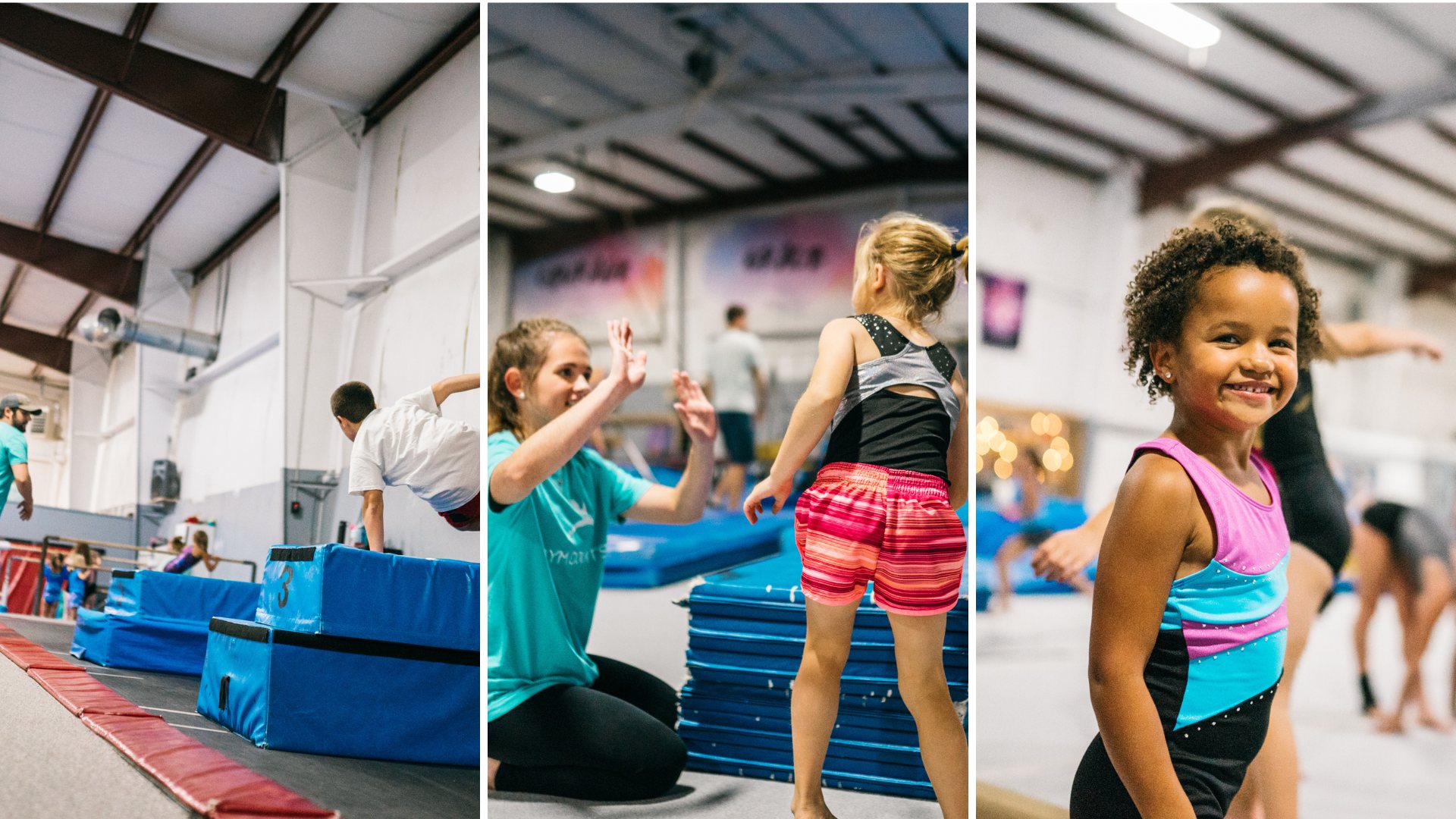Preschooler moving in a Gym Counts class