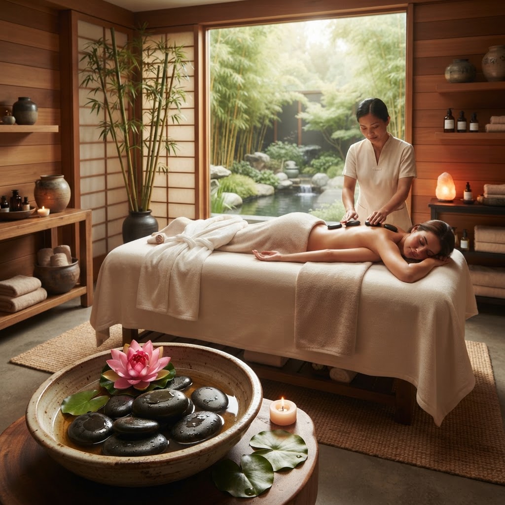 Hot stones spa background