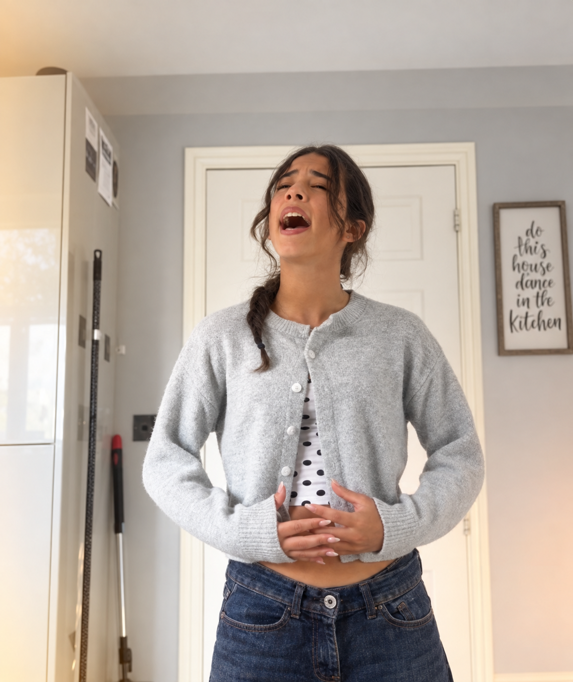 Young singing student practising at home