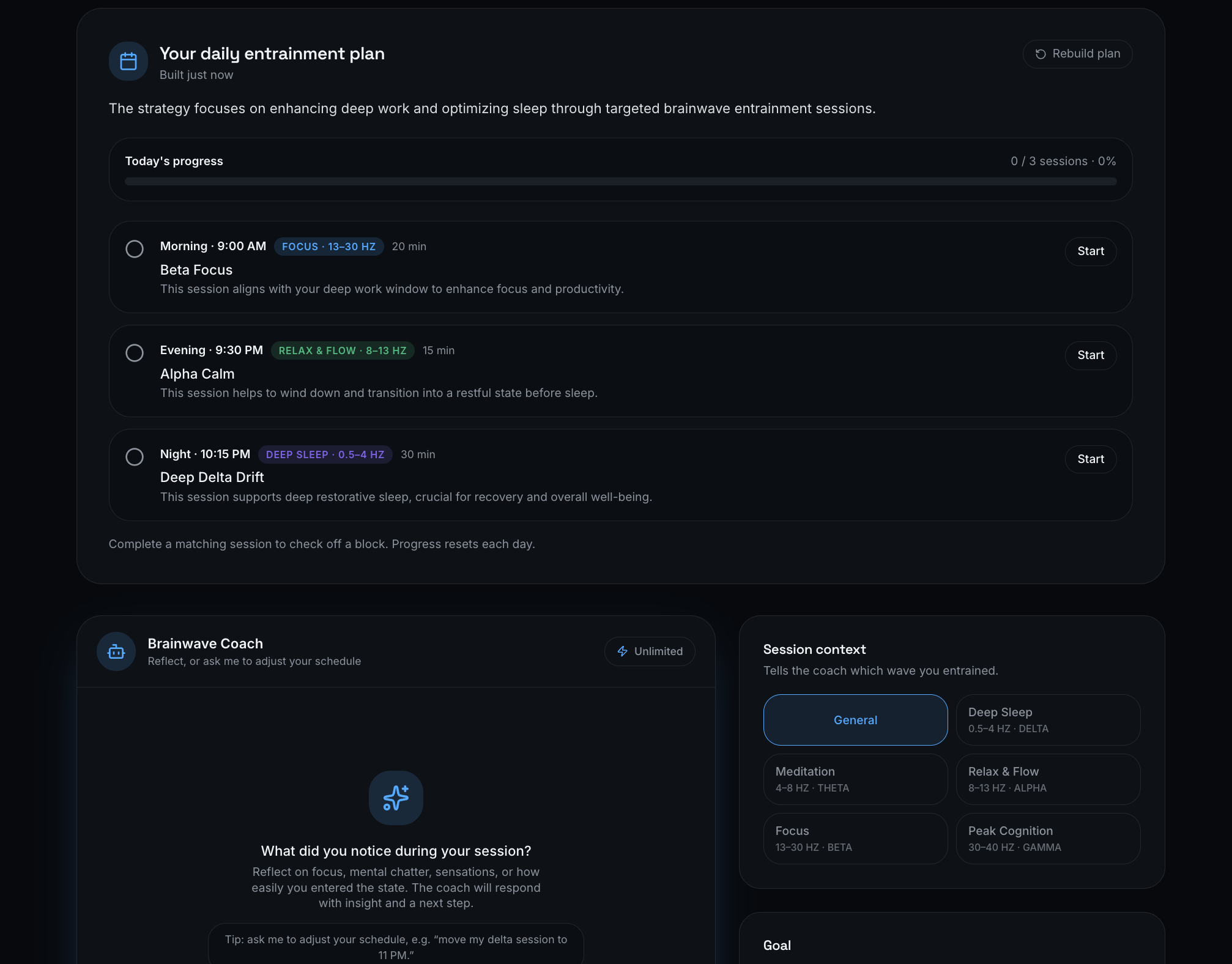 Preview of the AI Coach dashboard
