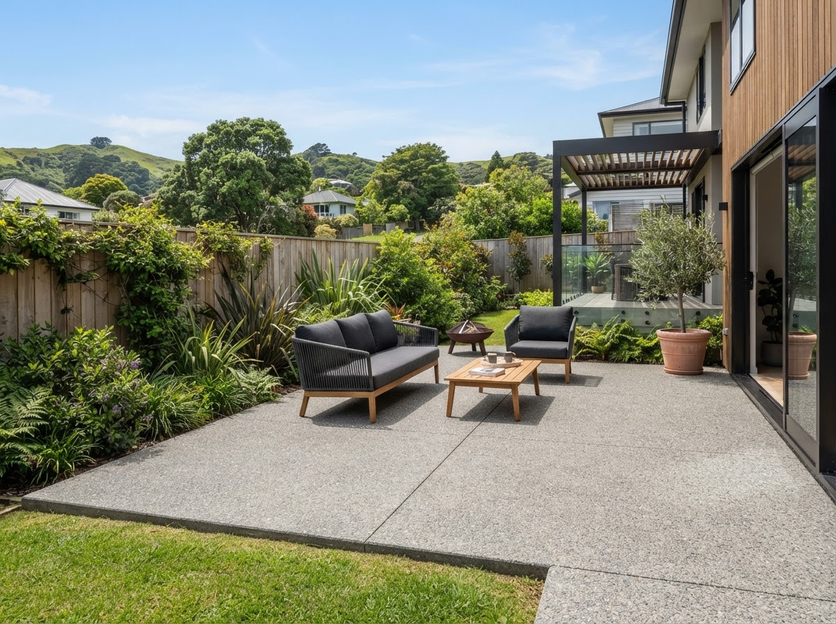 Concrete patio installation in Levin by Sharp N Ready Concrete