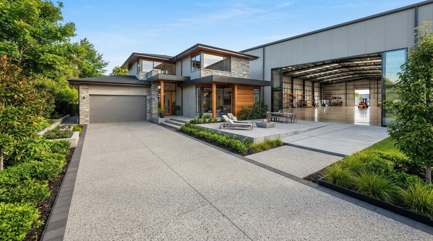 Concrete driveway, patio, pathway and floor work by Sharp N Ready Concrete in Levin