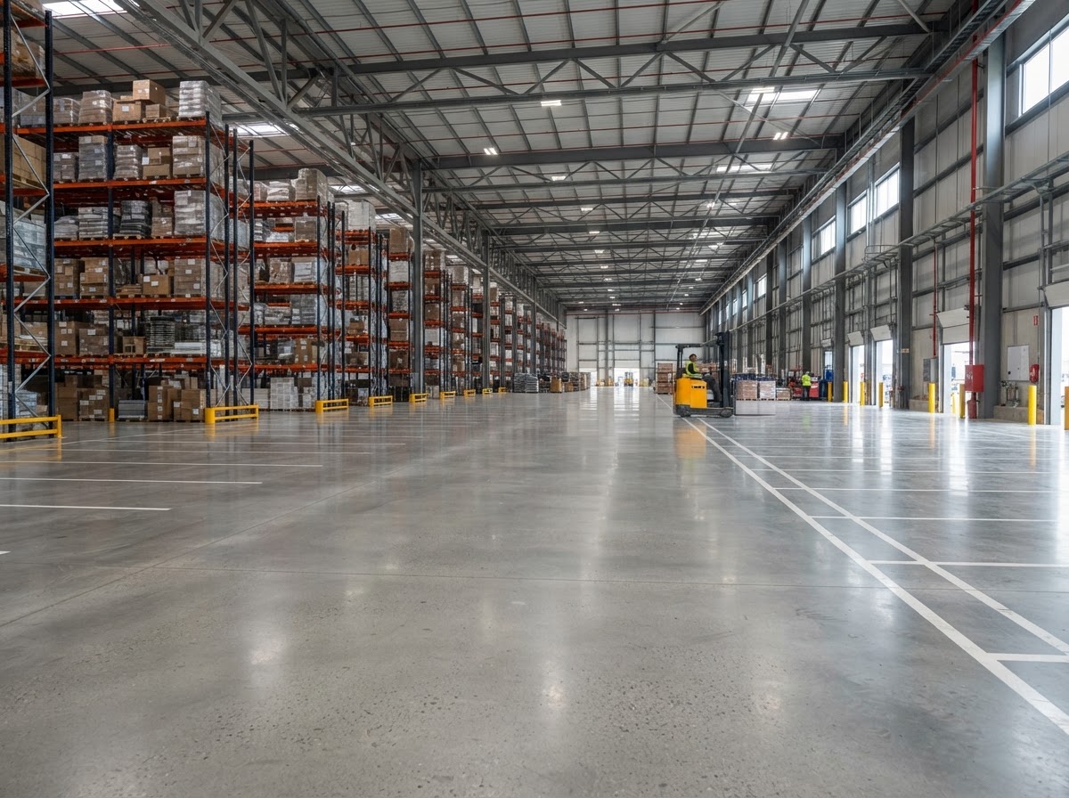Commercial concrete floor installation by Sharp N Ready Concrete