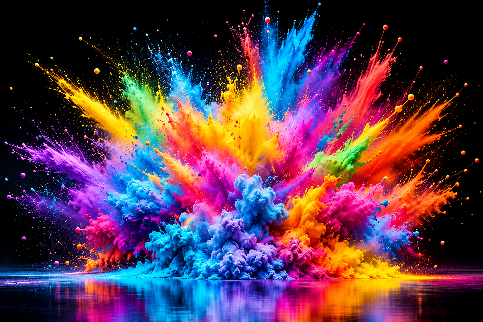 Vibrant colourful powder ink explosion celebrating creative printing possibilities