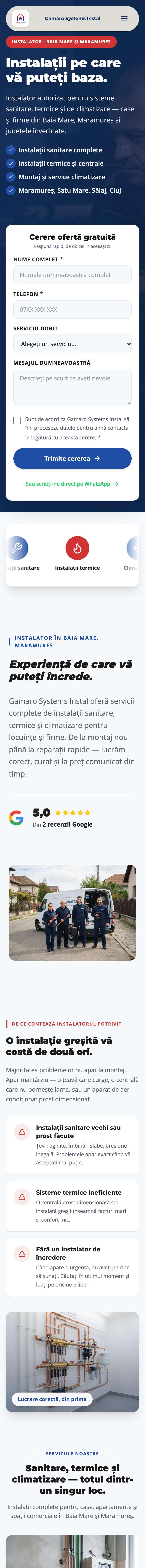 Site Gamaro Systems Instal pe telefon