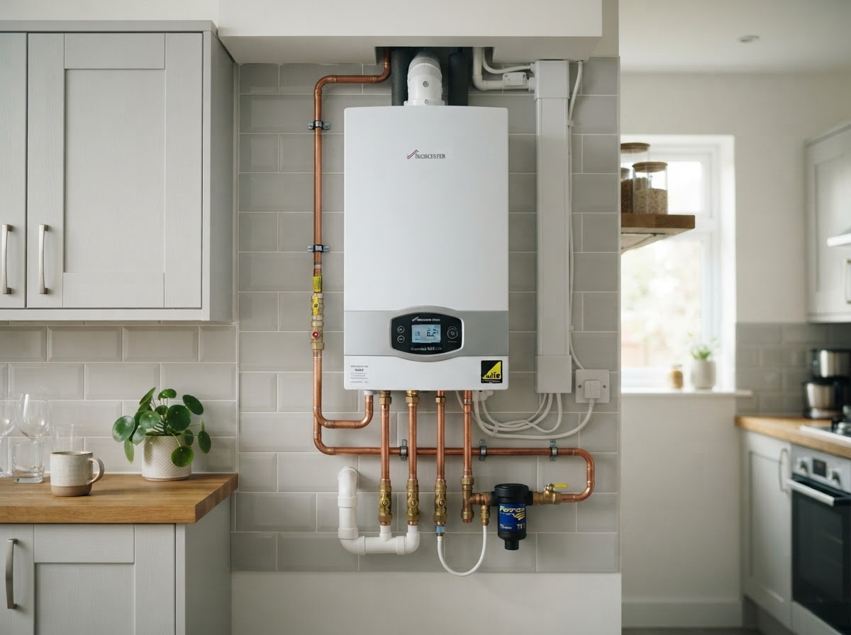 Gas Safe engineer servicing a boiler in a Haywards Heath home