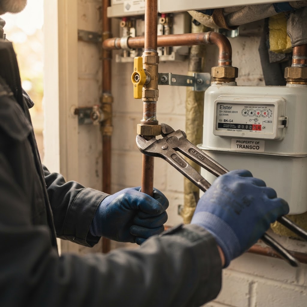 Gas Safe engineer carrying out a boiler service in Brighton