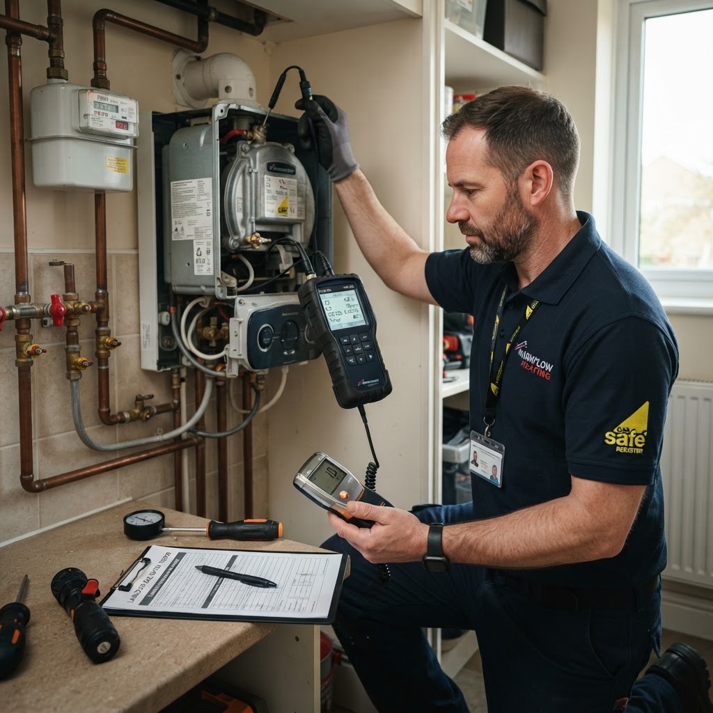 Gas Safe engineer working on a boiler in a Brighton home