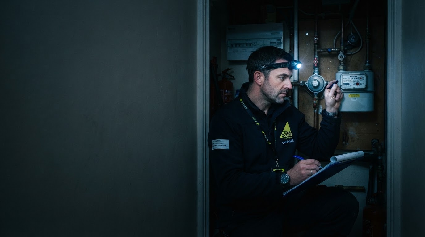 Gas Safe engineer carrying out a landlord gas safety check in Brighton