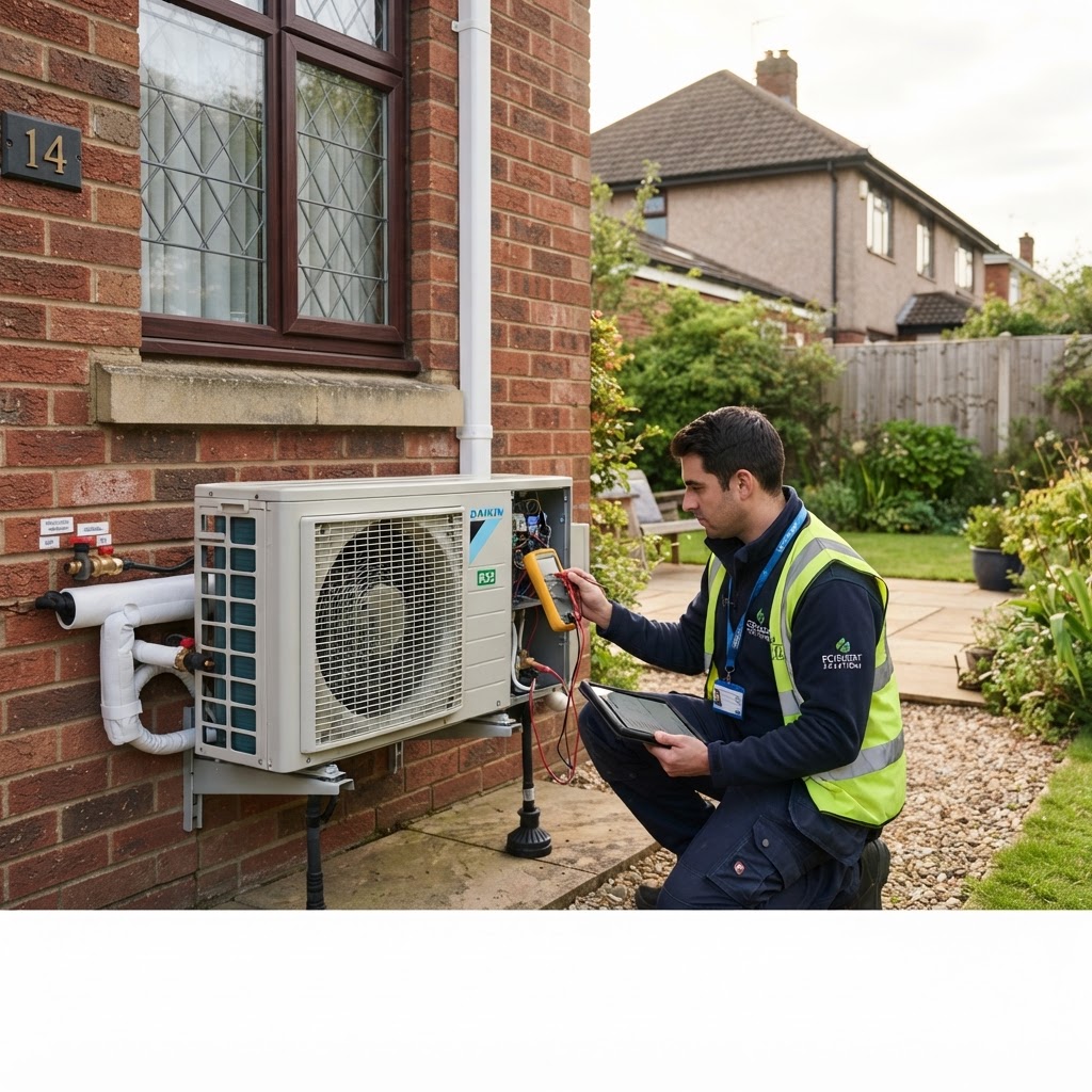 Air source heat pump installed at a home in Brighton