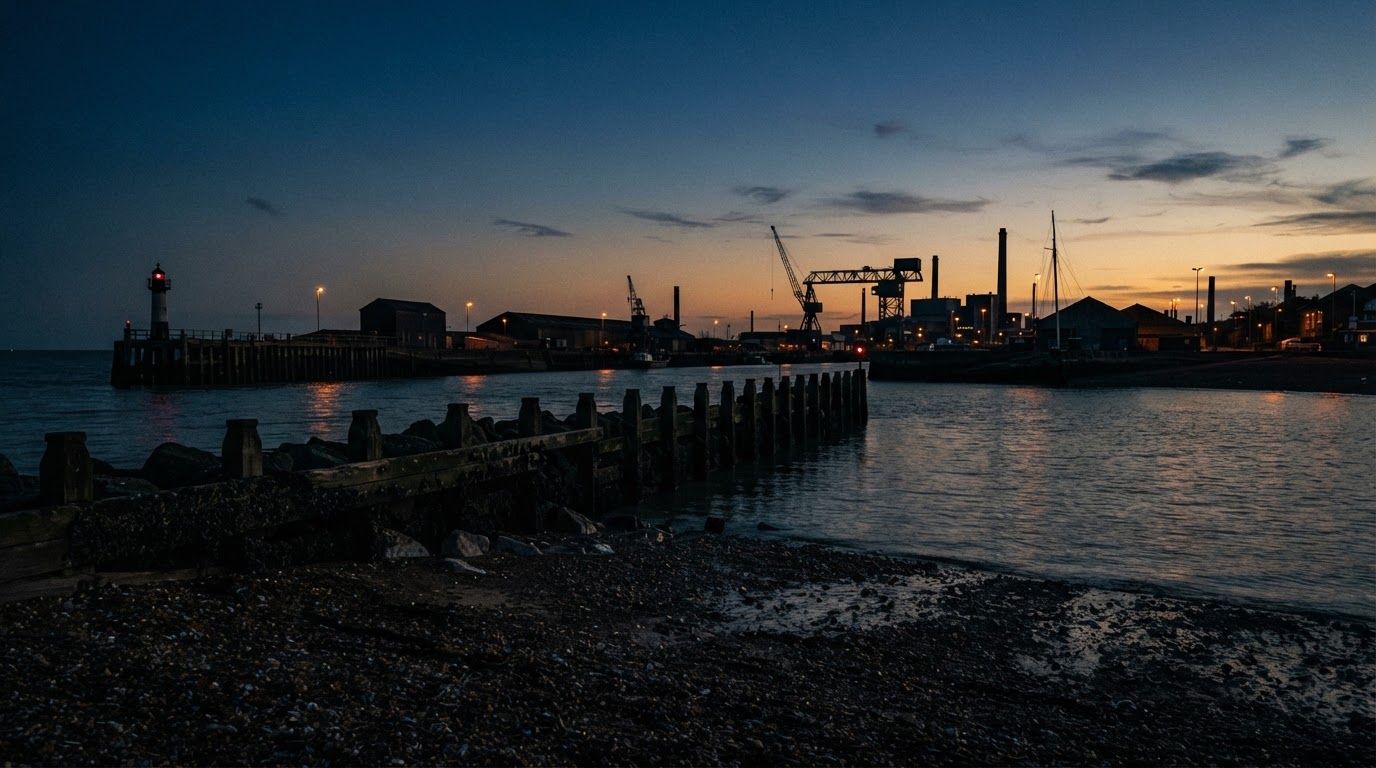 Portslade-by-Sea harbour at dusk on the Sussex coast