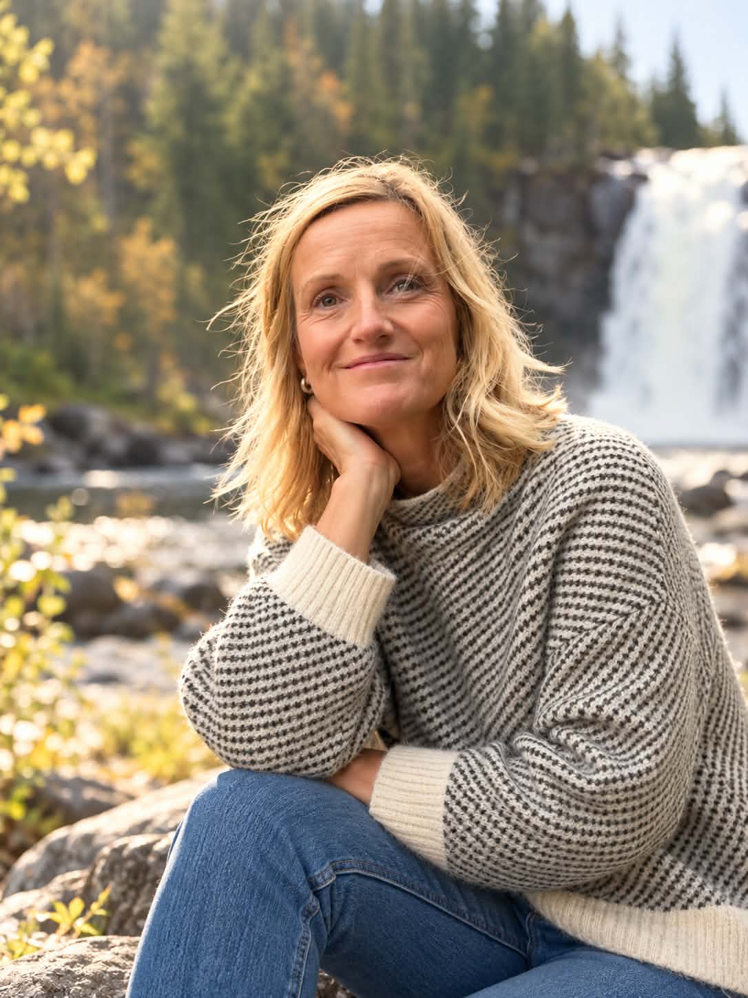 Liv Heidi Paulsen smiler varmt ute i naturen