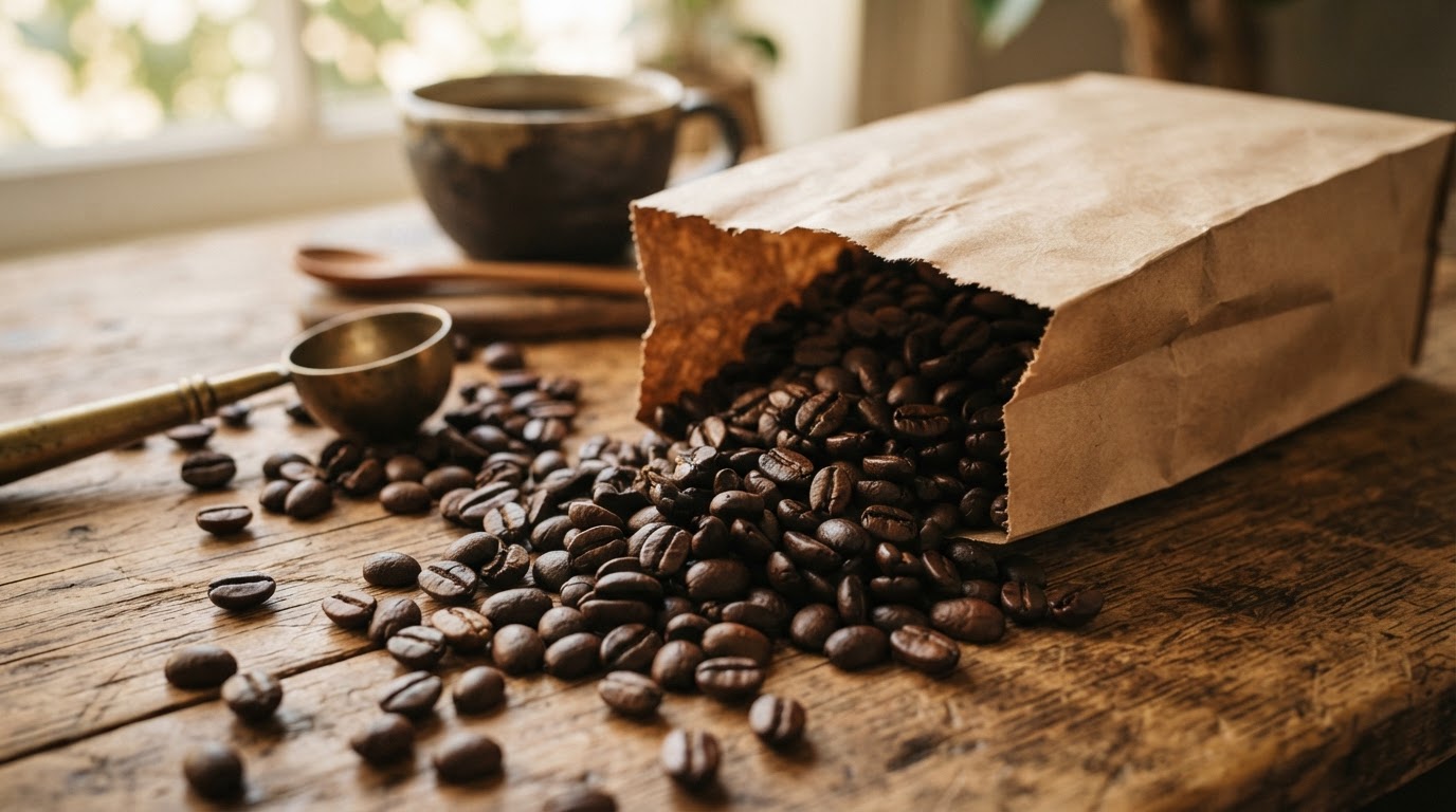 Freshly roasted coffee beans
