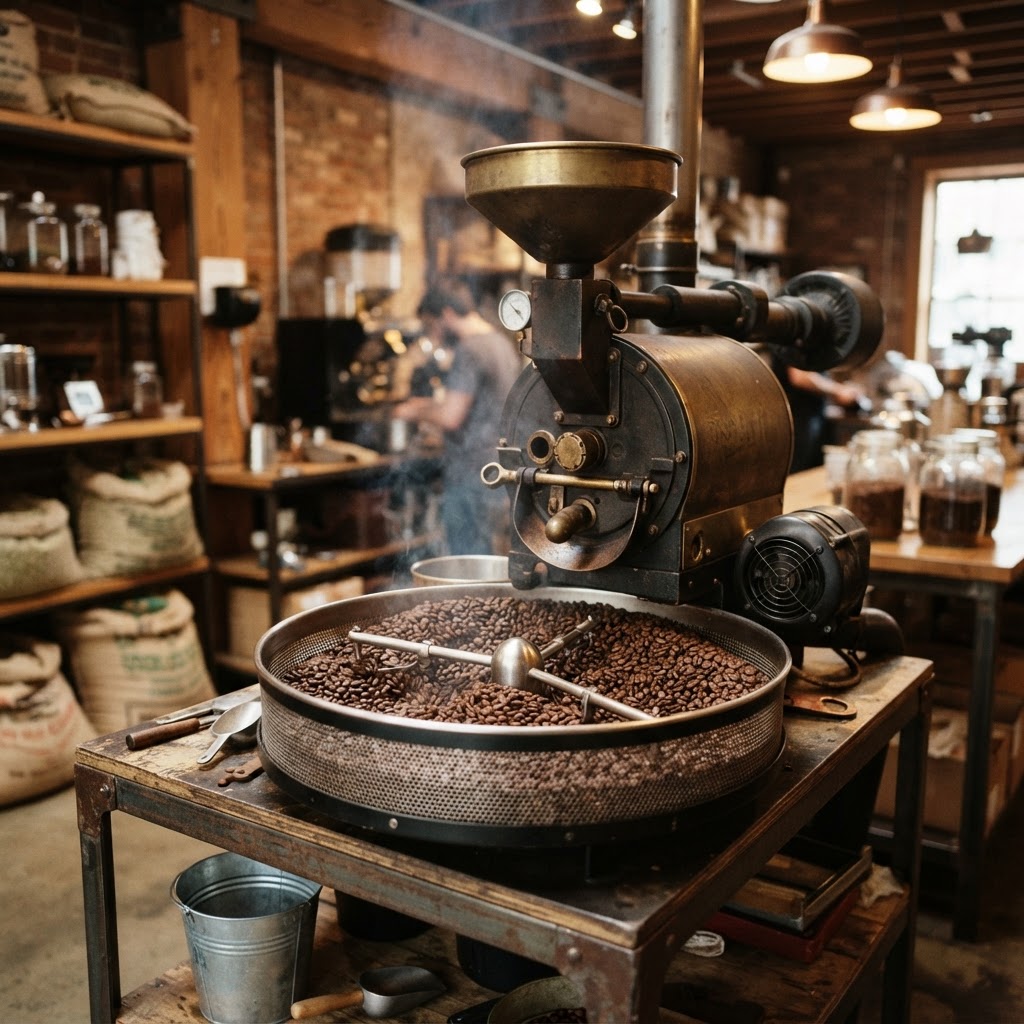 Fresh off the roaster. Beans cooling in the tray before we bag them up.