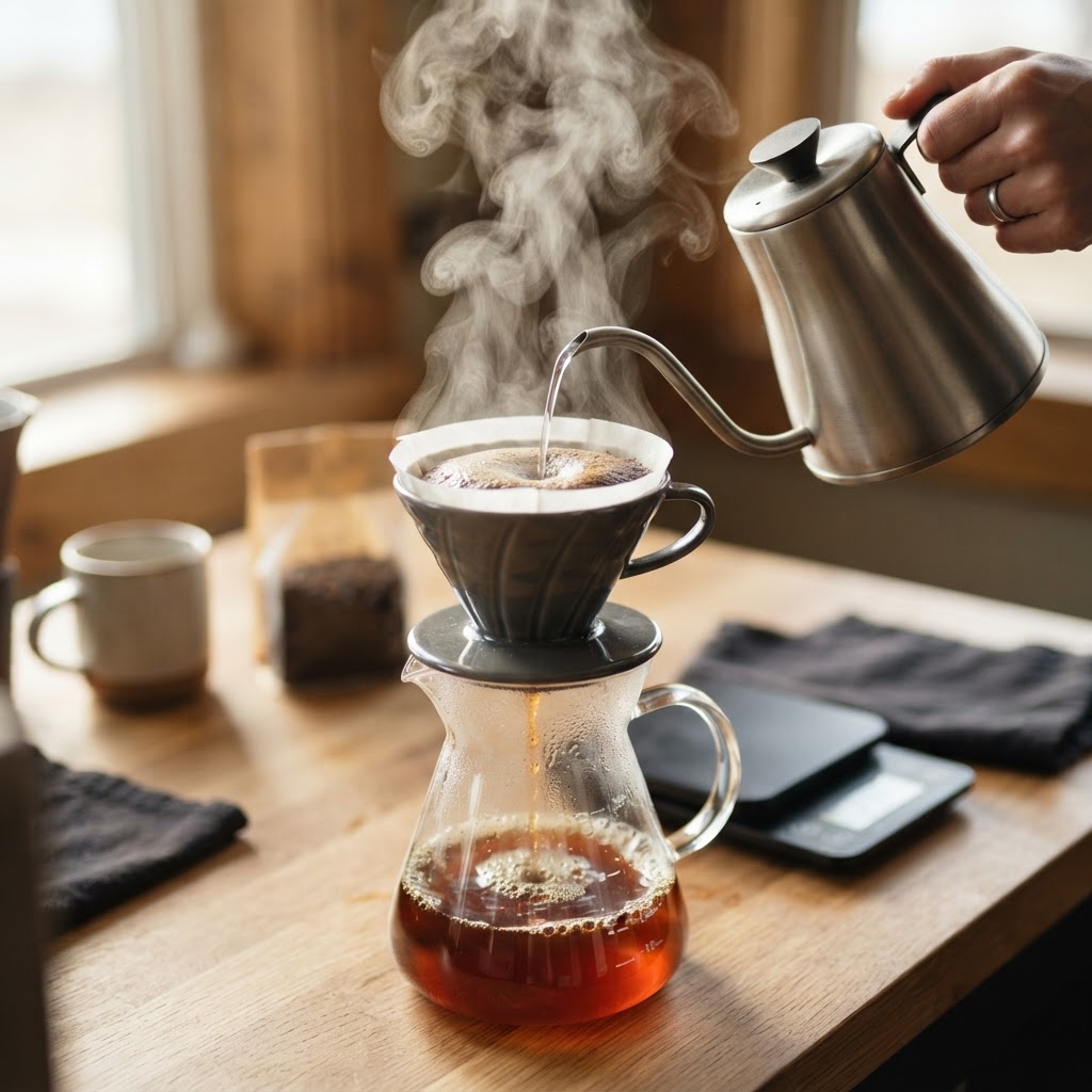 Pour-over season never ends. Slow bloom, clean cup.