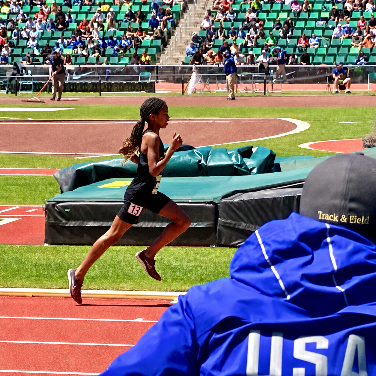Youth athlete sprinting on the track during competition