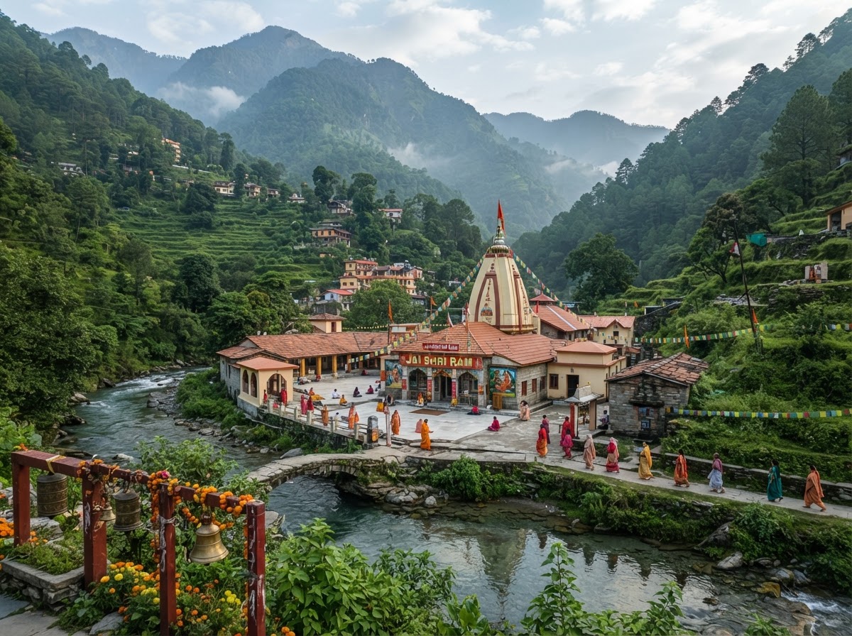 Nainital lake surrounded by green Himalayan hills