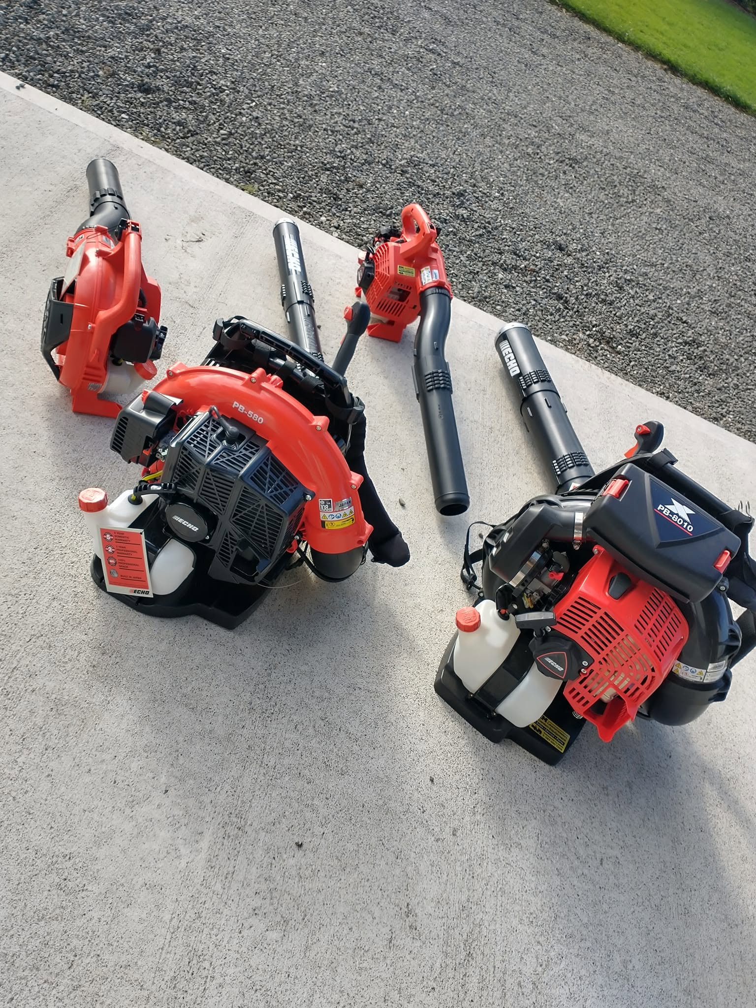 Echo leaf blowers display in RM Lawnmowers showroom