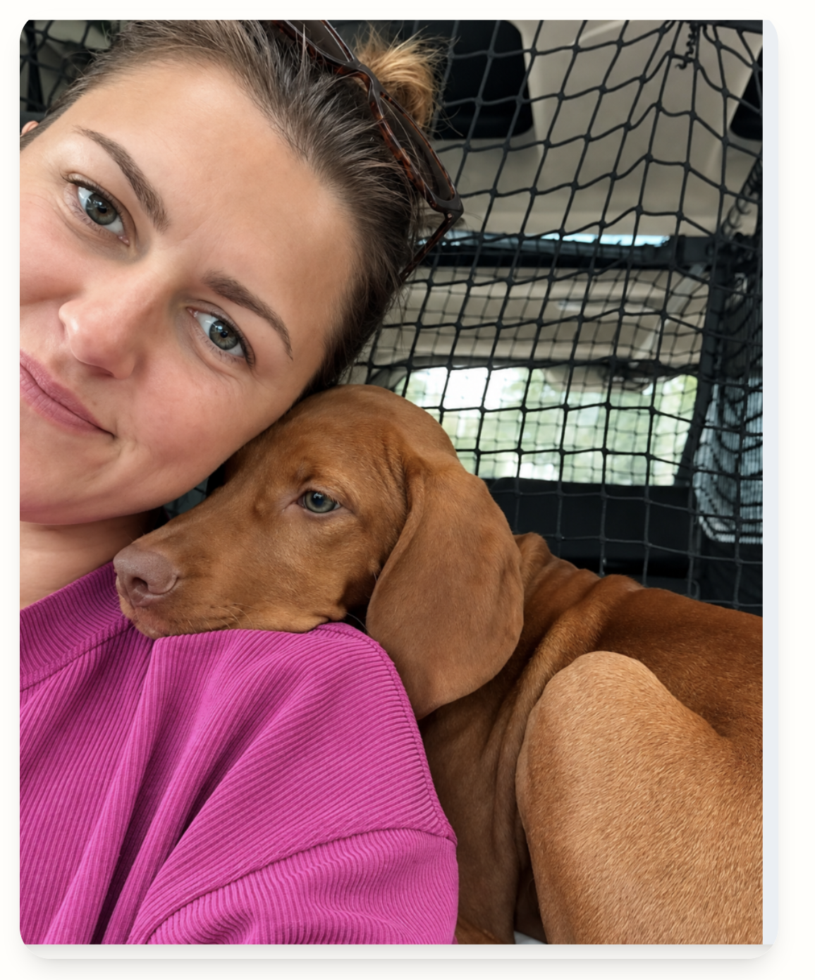 Kati Wilson with a happy dog