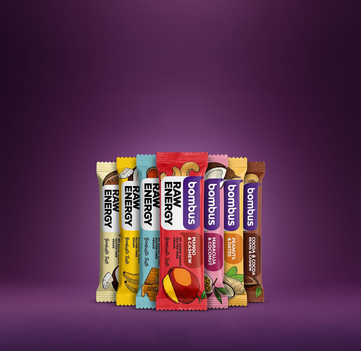 Výběr Bombus produktů – tyčinky, fruit gummies, krémy