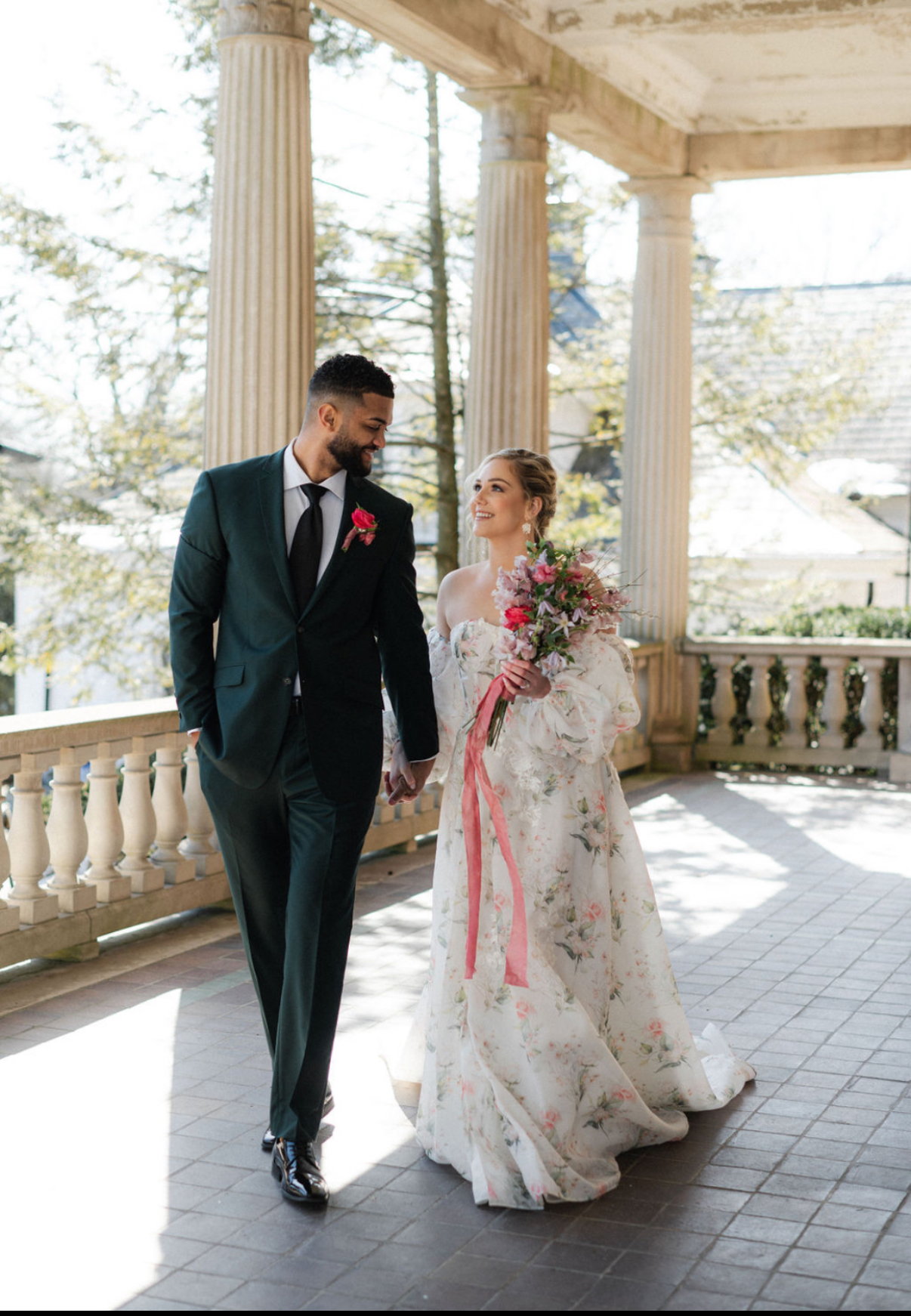 Couple on the mansion porch
