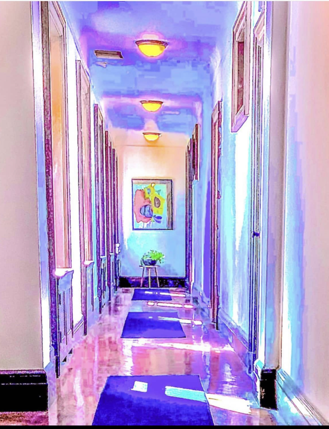 Hallway with original artwork