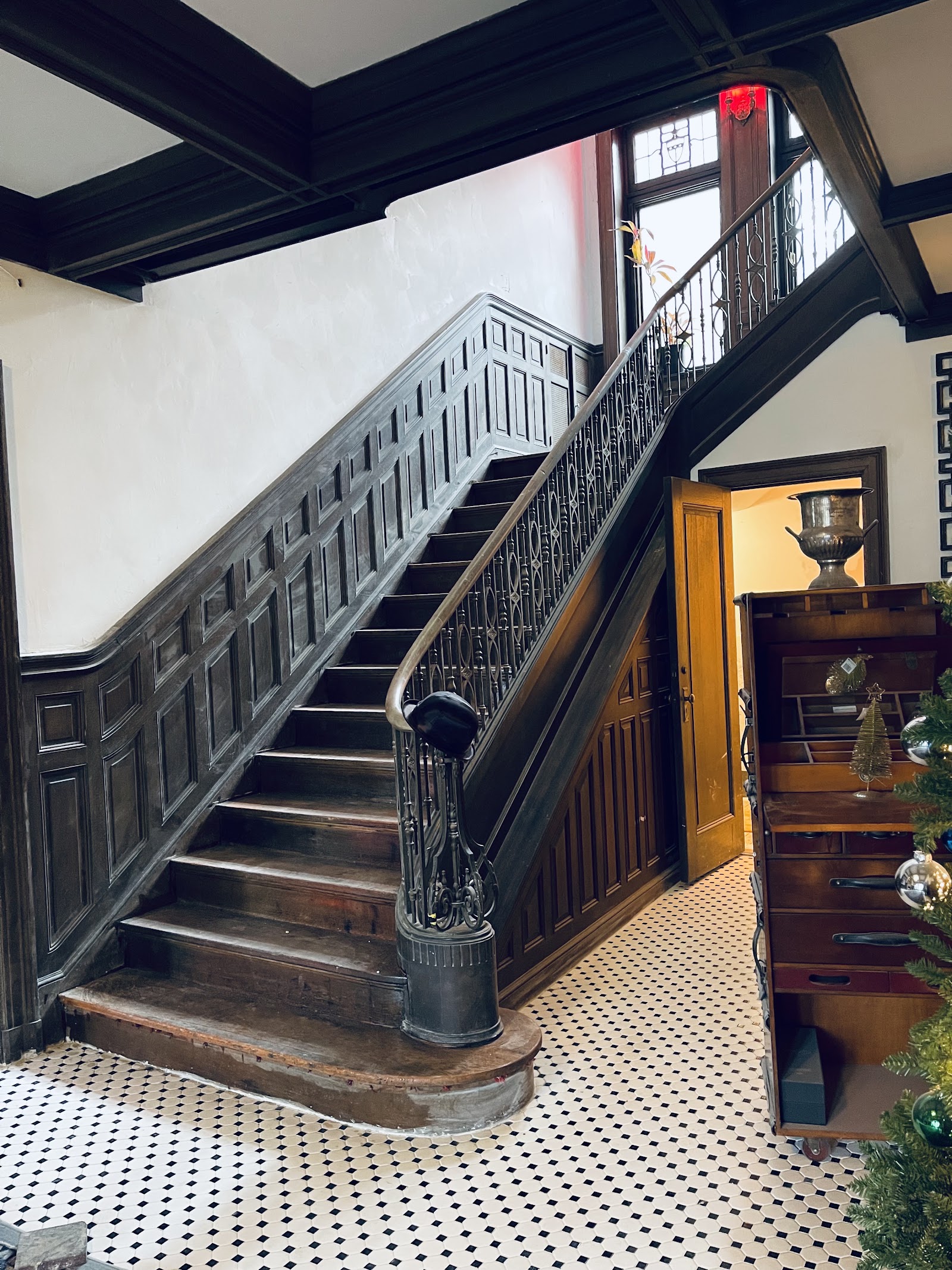 The grand staircase at The Dery House