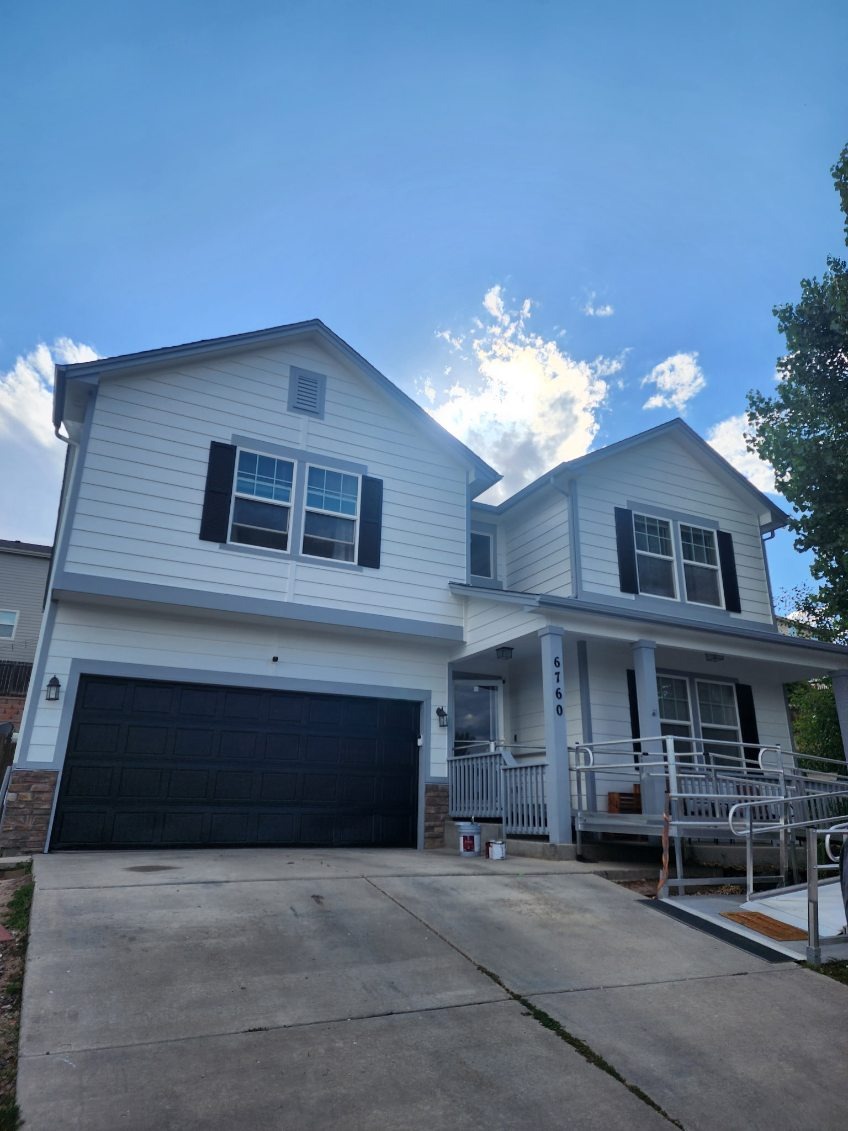 Modern Craftsman Exterior Painting & Bold Black Garage Accent
