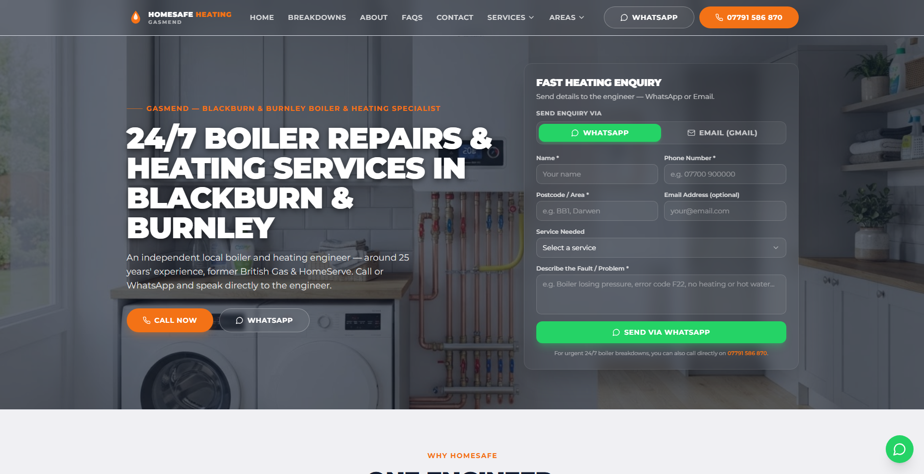 HomeSafe Heating website preview