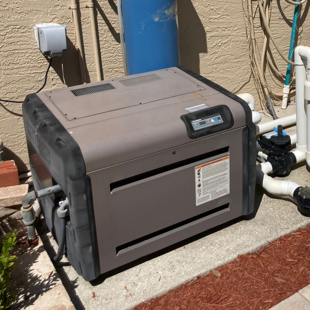 Gas heater showing error codes or won't fire - real pool equipment photo from Aloha Pool Service in Sarasota, FL