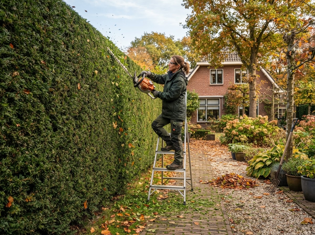 Heggen snoeien en verwilderde struiken terugsnoeien in najaar