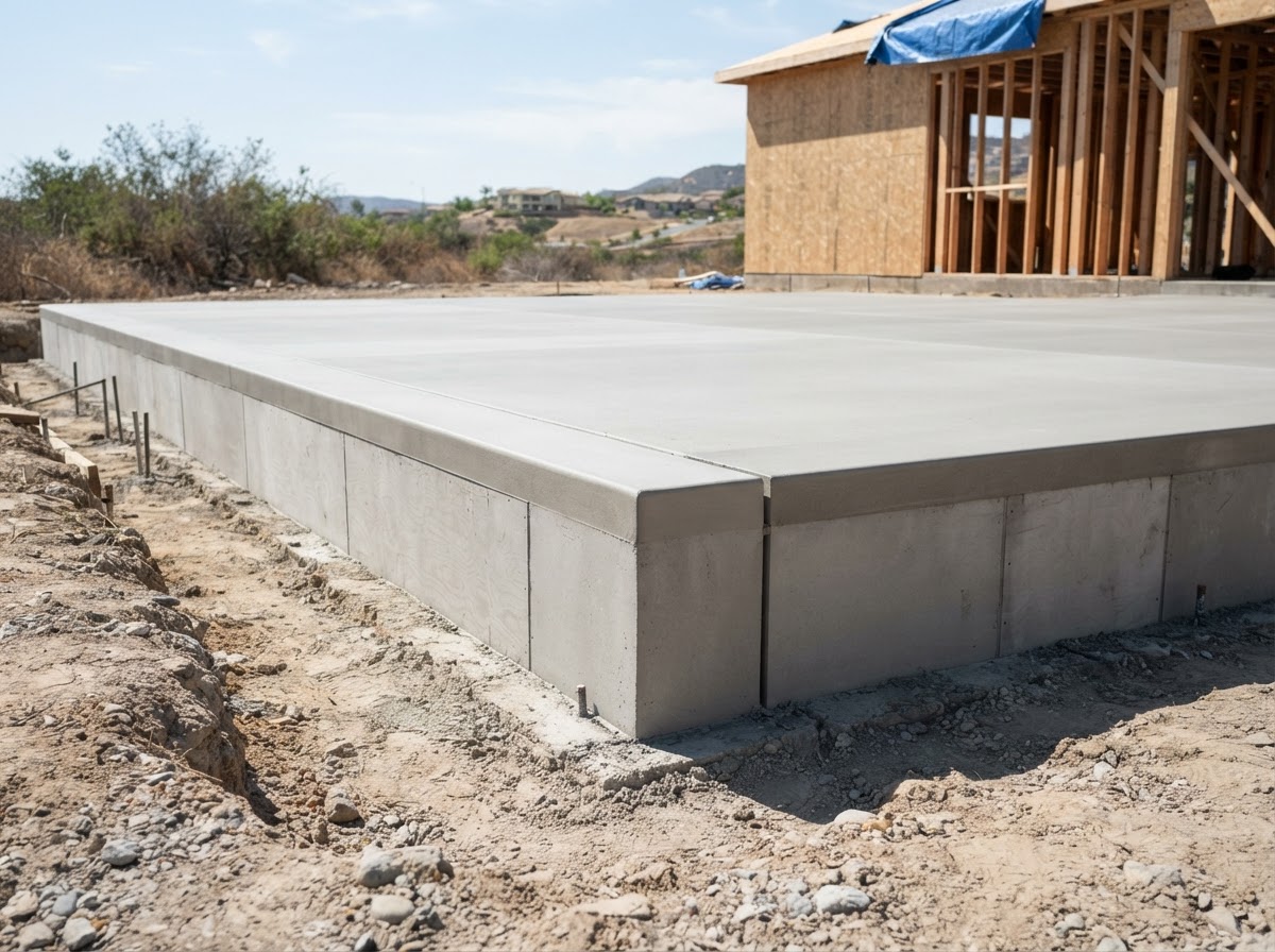 Finished concrete footing and slab edge with smooth trowel finish and clean formwork lines on a Lakewood residential project