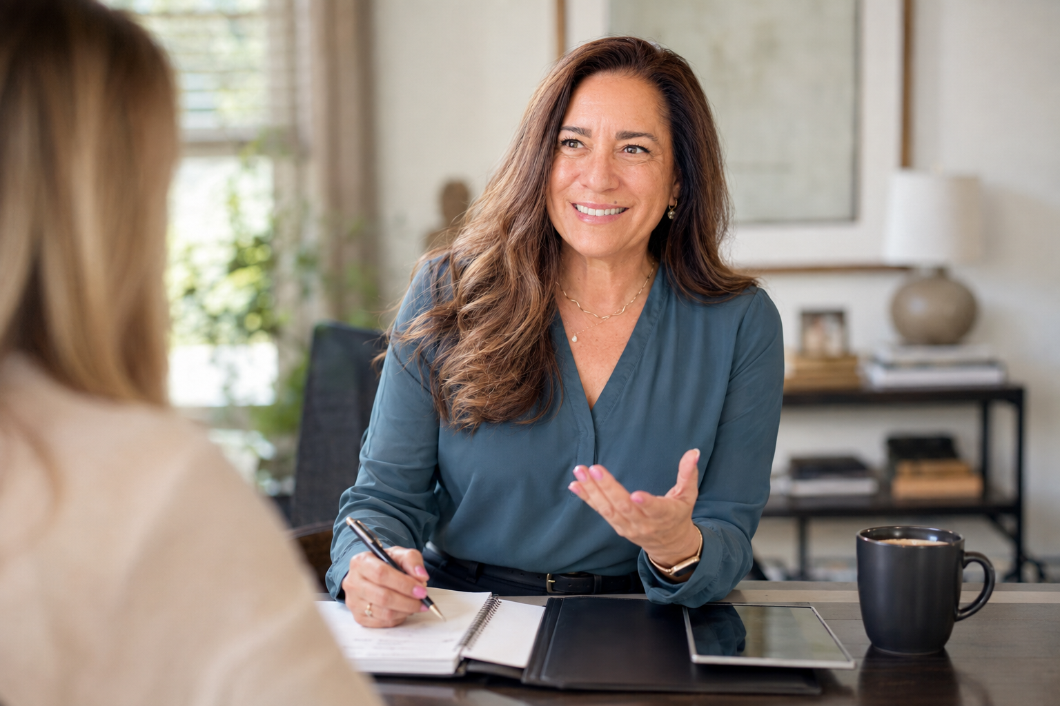 Josie Apodaca meeting with a home buyer client