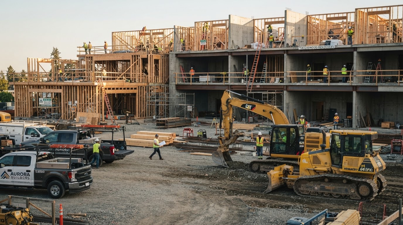 Contractor working on a job site with heavy equipment