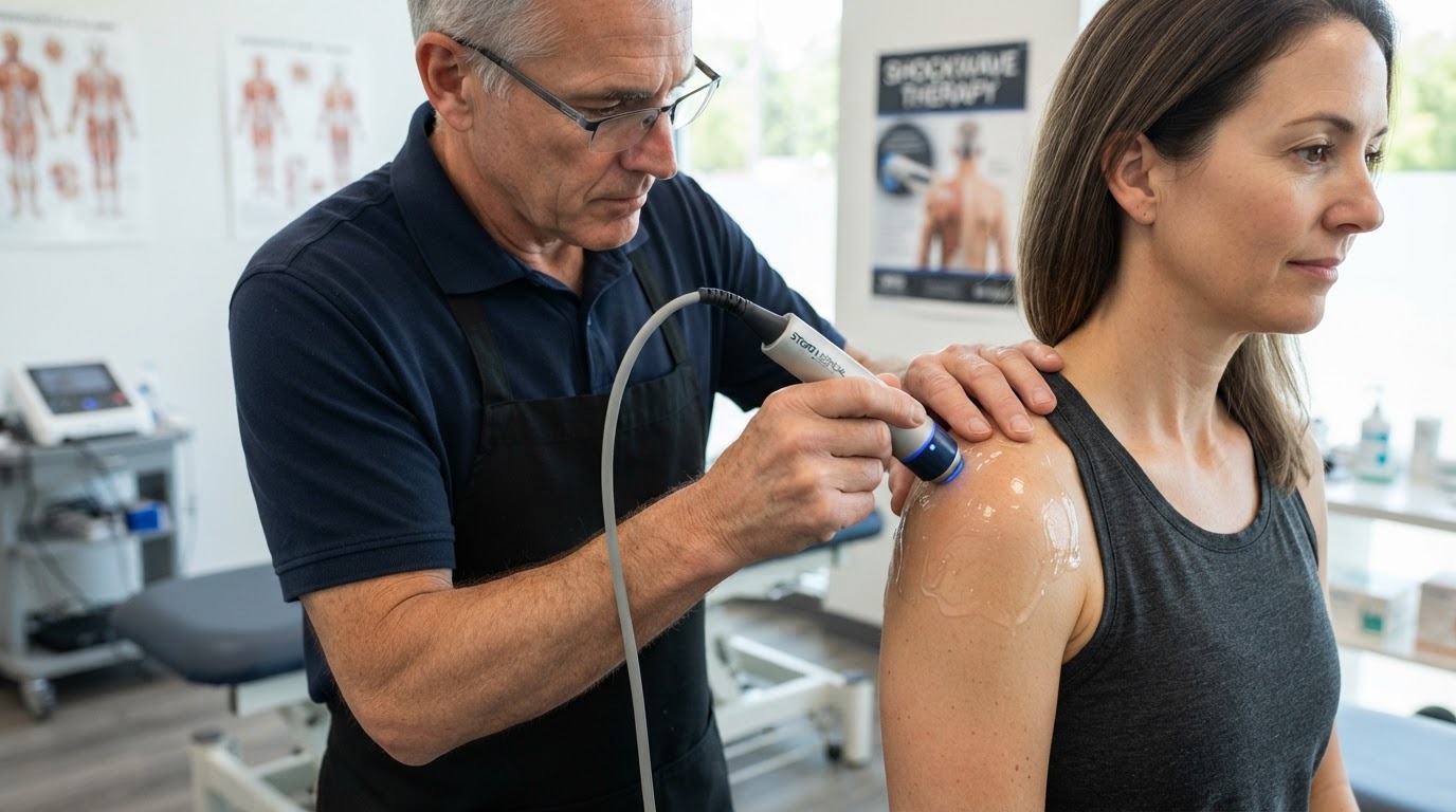 Dr. Morris performing Shockwave Therapy