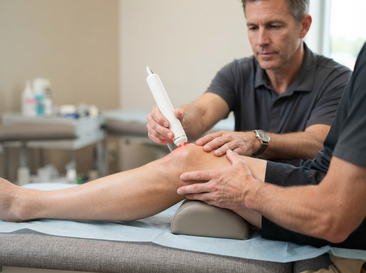 Dr. Morris performing Laser Therapy