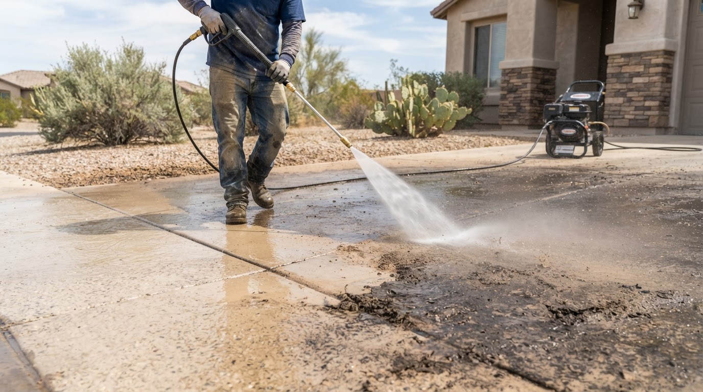 Concrete Driveway Deep Pressure Clean & Prep — Pressure Washing in El Paso, TX