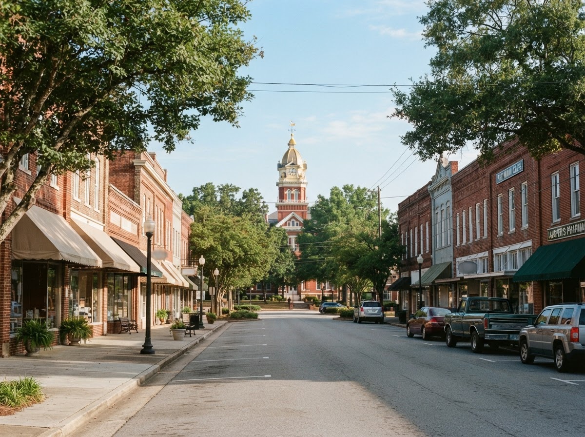 Downtown street in a small Northwest Georgia town